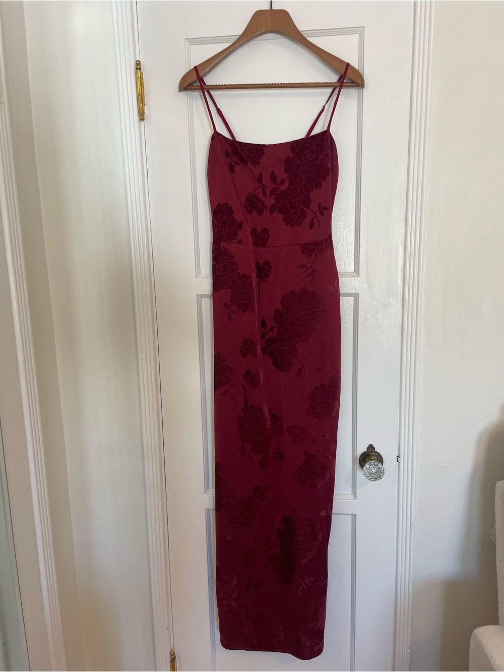 Reformation Wine Red Floral Slip Maxi Dress